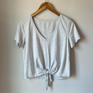 lululemon Knot Gonna Fly Cropped Tee Heathered Light Grey Size 4